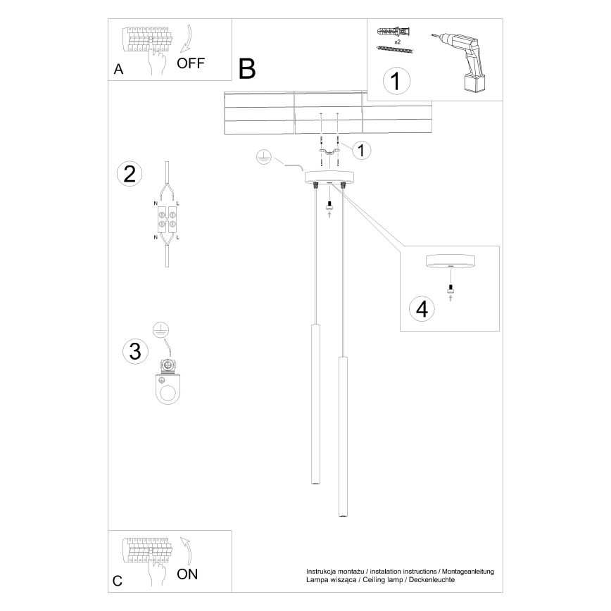 Lámpara colgante con cable PASTELO 2xG9/8W/230V amarilla