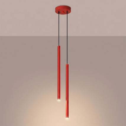 Lámpara colgante con cable PASTELO 2xG9/8W/230V roja