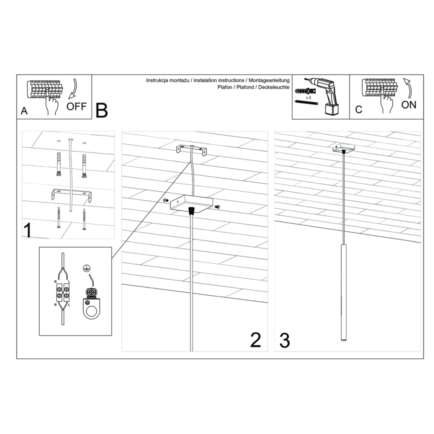 Lámpara colgante con cable PASTELO 1xG9/8W/230V marrón