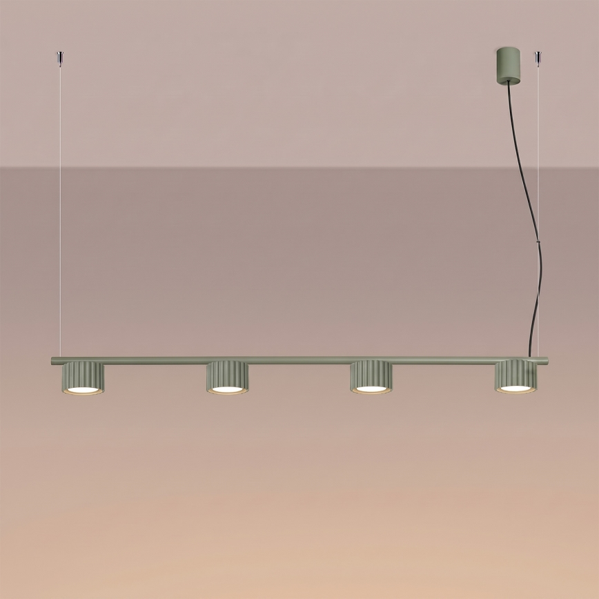 Lámpara colgante con cable AURA 4xGX53/10W/230V verde