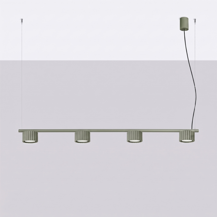 Lámpara colgante con cable AURA 4xGX53/10W/230V verde