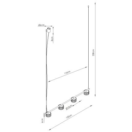 Lámpara colgante con cable AURA 4xGX53/10W/230V verde