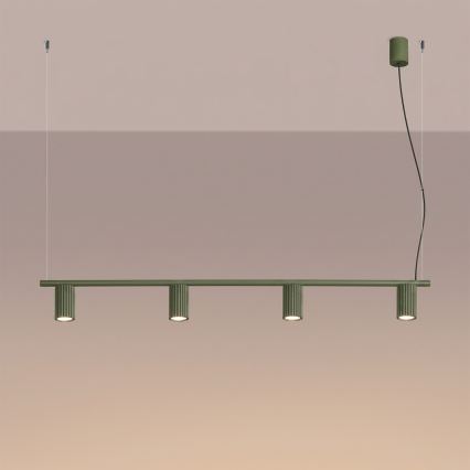 Lámpara colgante con cable KARBON 4xGU10/10W/230V verde