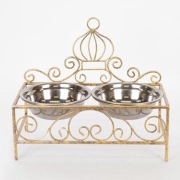 Soporte con dos cuencos de acero inoxidable