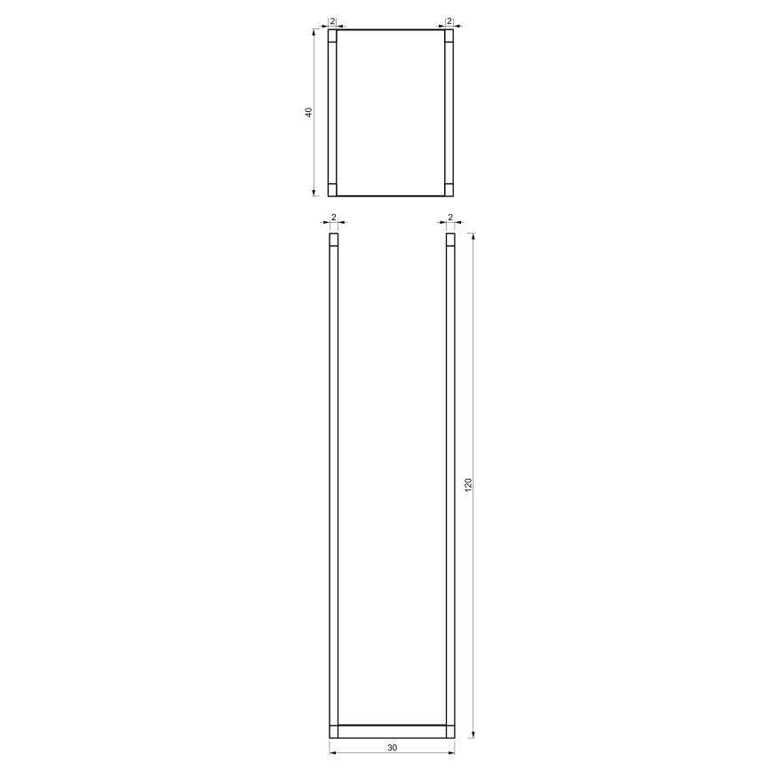Soporte metálico de madera 120x40 cm negro