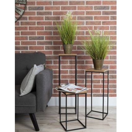 Soporte para plantas BASICLOFT 80x24 negro/marrón