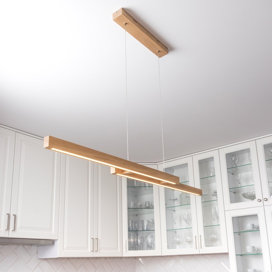 Lámpara colgante LED regulable con cable SMAL 2xLED/22,5W/230V 2700/4000/6500K roble