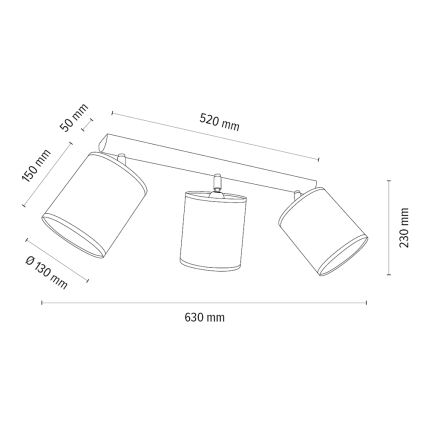 Lámpara de focos BENITA 3xE27/25W/230V marrón/roble