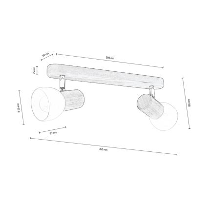 Lámpara de techo empotrable NEL 2xE27/15W/230V pino