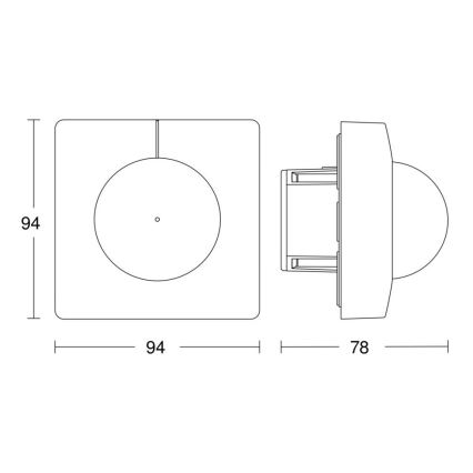 Steinel 068578 - Detector de movimiento IS 3360 40m V3 KNX cuadrado negro