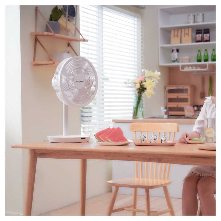 Stylies - Ventilador de pie ANTILA 25W/230V 88 cm blanco + mando a distancia