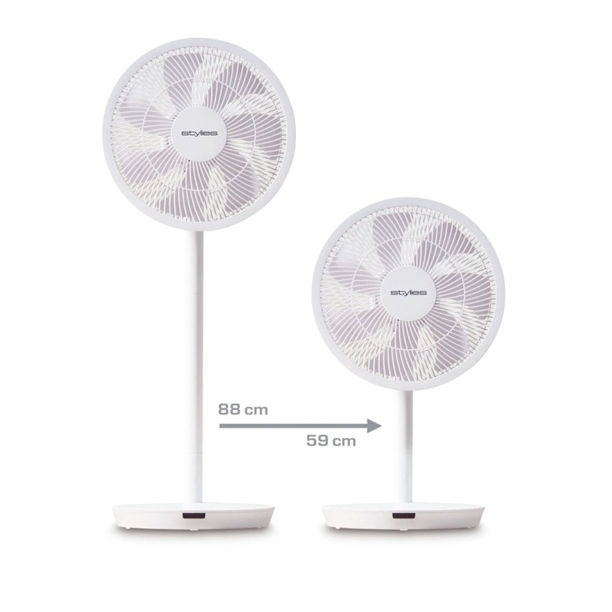 Stylies - Ventilador de pie ANTILA 25W/230V 88 cm blanco + mando a distancia