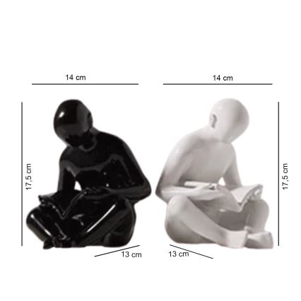 Sujetalibros 17,5x13x14 cm negro/blanco