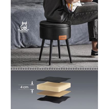 Taburete de cuero CORE negro