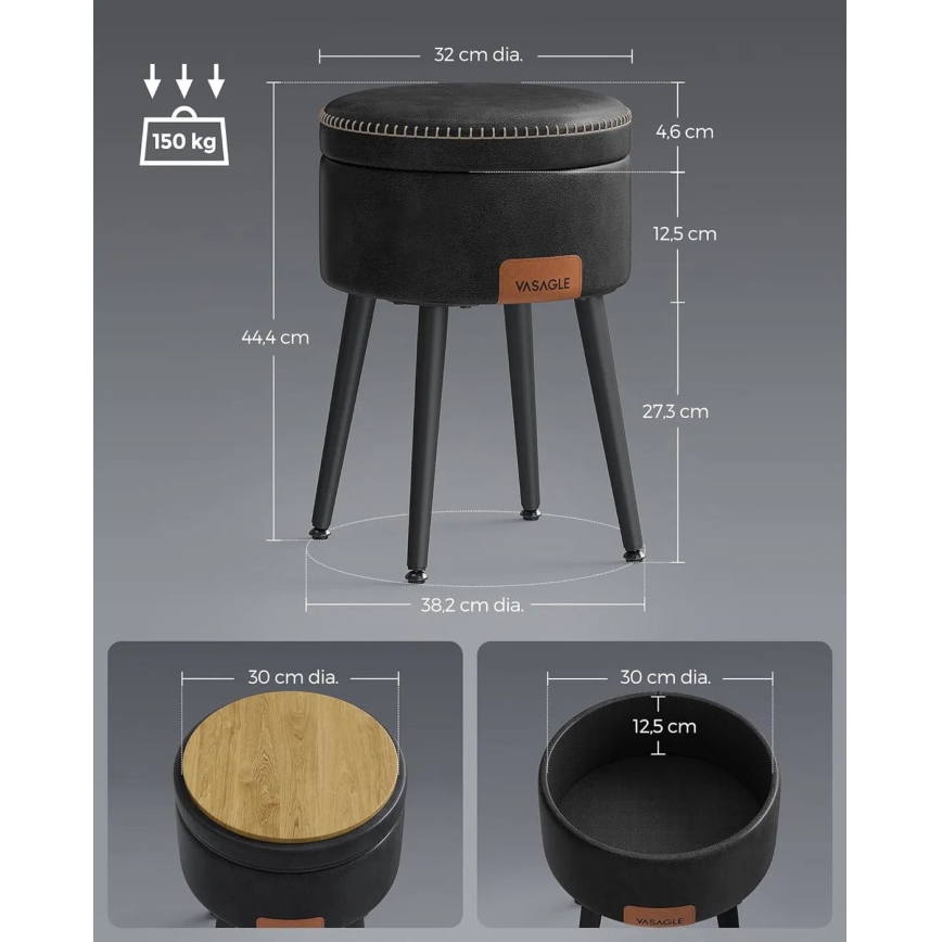 Taburete de cuero CORE negro