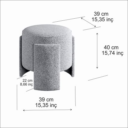 Taburete ROCKET, diámetro 39 cm, gris