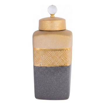 Tarro de cerámica 30x14,5x14,5 cm gris/dorado