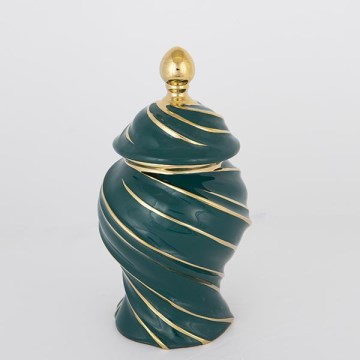 Tarro de cerámica 30x17 cm dorado/verde