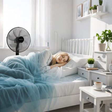 Taylor Swoden - Ventilador de pie 50W/230V 122 cm negro
