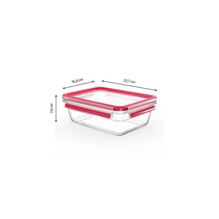 Tefal - Envase para alimentos 1,3 l MSEAL GLASS rojo/vidrio