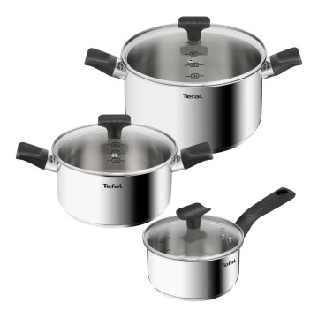 Tefal - Juego de 3 ollas DELICIOUS de acero inoxidable