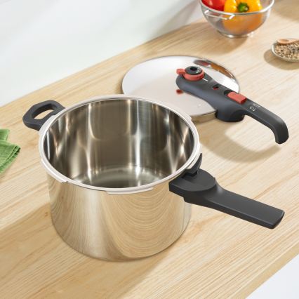 Tefal - Olla a presión 6 l SECURE TRENDY + set de 5 piezas INGENIO EMOTION