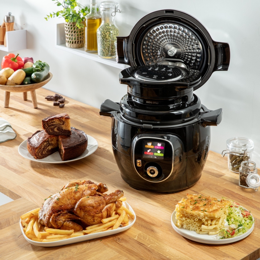 Tefal - Olla eléctrica a presión multifuncional con accesorios 6 l 1600W/230V negra
