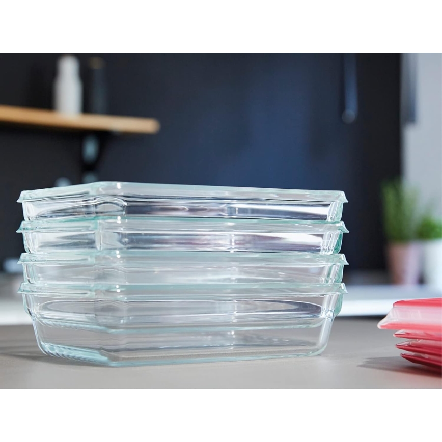Tefal - Recipiente de comida 1,3 l MSEAL GLASS rojo/tarros