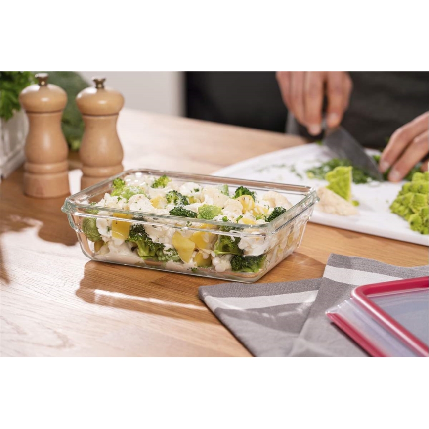 Tefal - Recipiente de comida 1,3 l MSEAL GLASS rojo/tarros