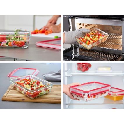 Tefal - Recipiente para alimentos 0,8 l MSEAL GLASS rojo/vidrio