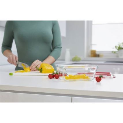 Tefal - Recipiente para alimentos 0,85 l MSEAL GLASS rojo/vidrio