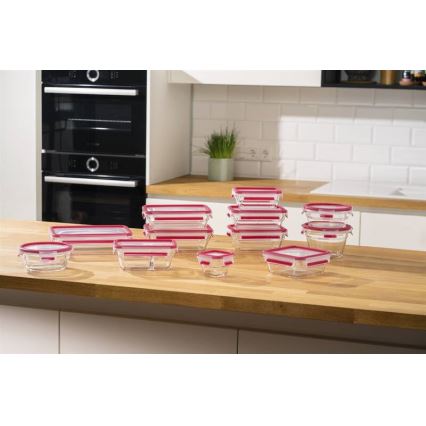 Tefal - Recipiente para alimentos 1,1 l MSEAL GLASS rojo/vidrio