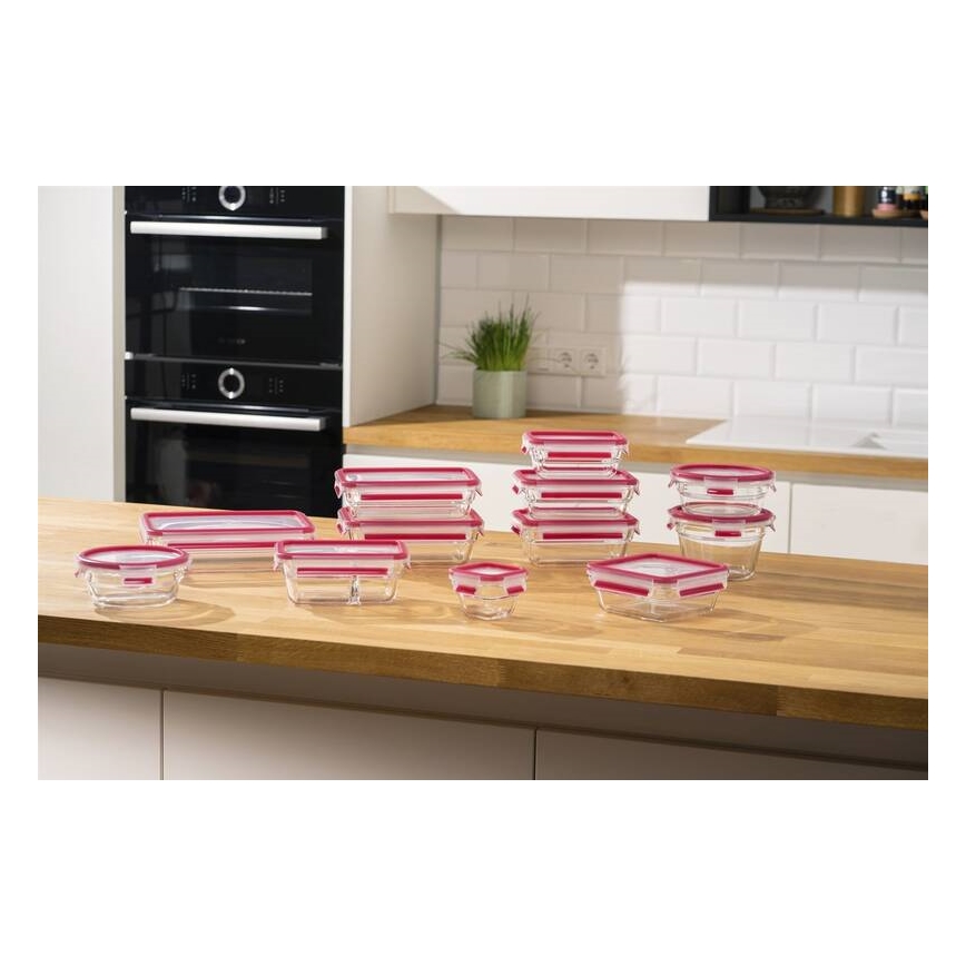 Tefal - Recipiente para alimentos 1,1 l MSEAL GLASS rojo/vidrio