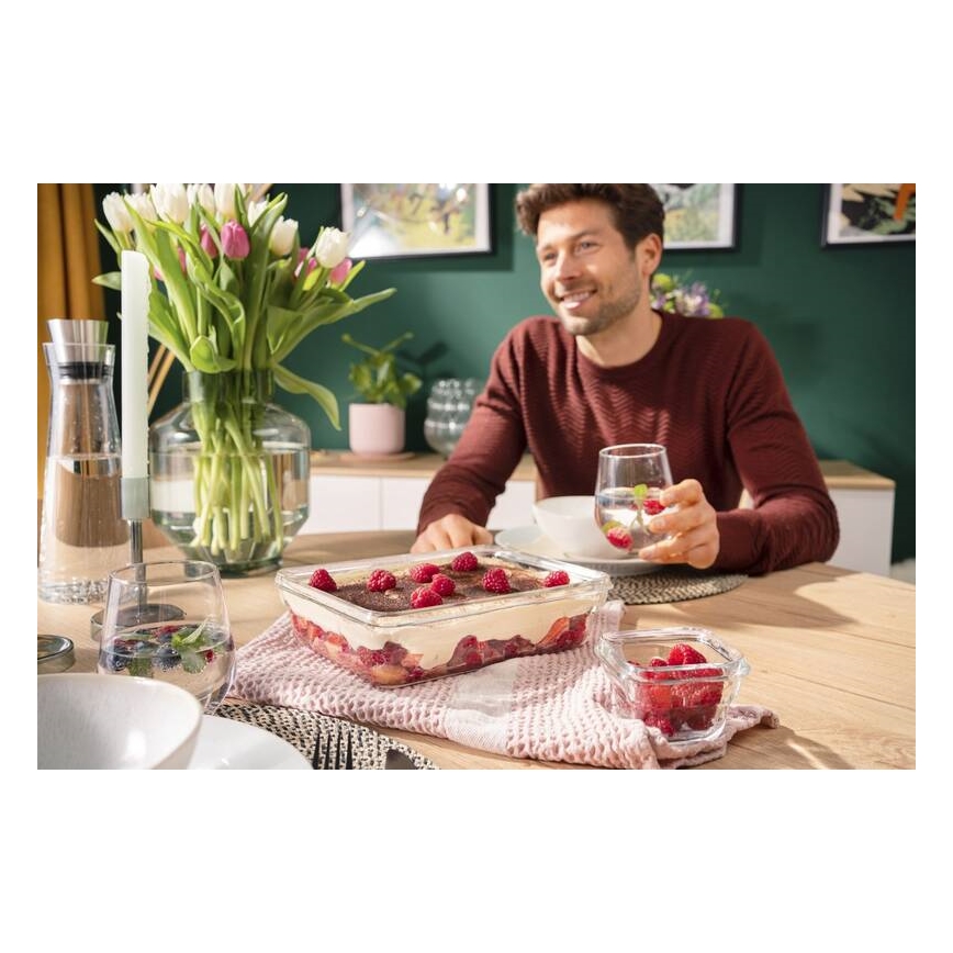 Tefal - Recipiente para alimentos 3 l MSEAL GLASS rojo/vidrio