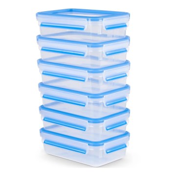 Tefal - Set de 6 recipientes para alimentos 0,8 l MASTER SEAL FRESH, azul
