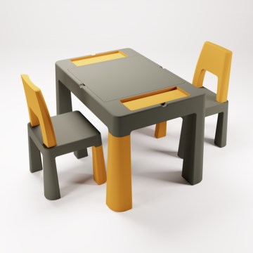 TEGA BABY - Mesa infantil con sillas gris/amarillo