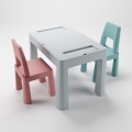 TEGA BABY - Mesa infantil con sillas gris/rosa/turquesa
