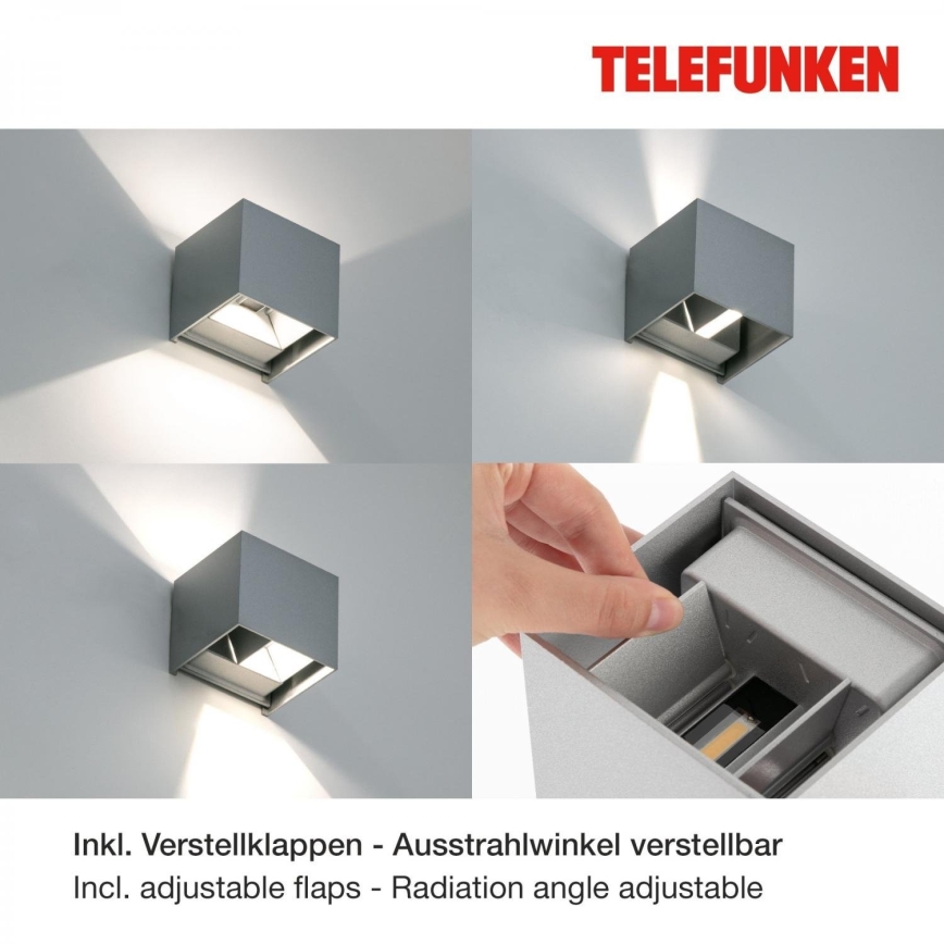 Telefunken 303404TF - Aplique mural LED para exterior LED/7W/230V IP44 plateado