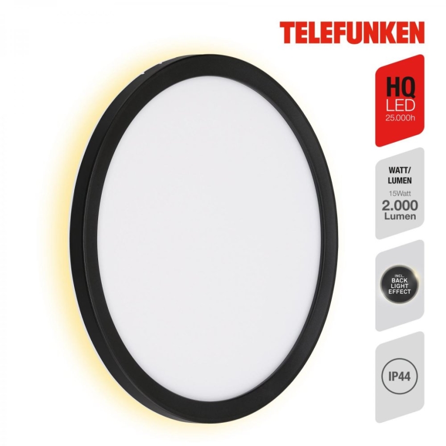 Telefunken 313405TF - Aplique de pared LED para exterior LED/15W/230V IP44 negro