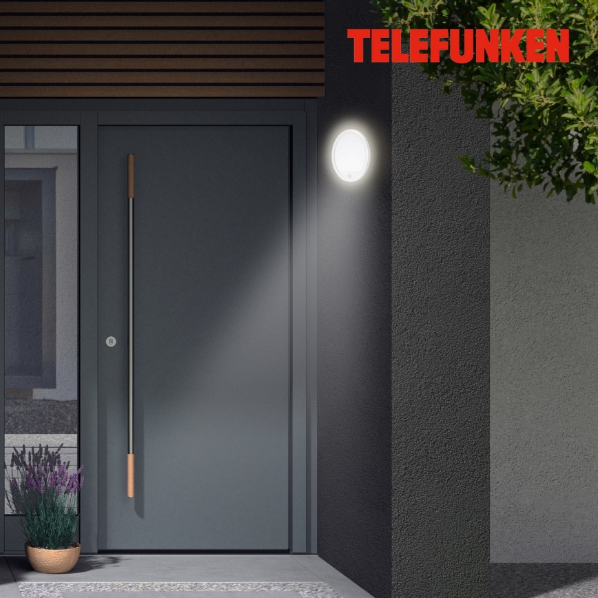 Telefunken 313706TF - LED Aplique para exterior con sensor LED/15W/230V IP44 blanco