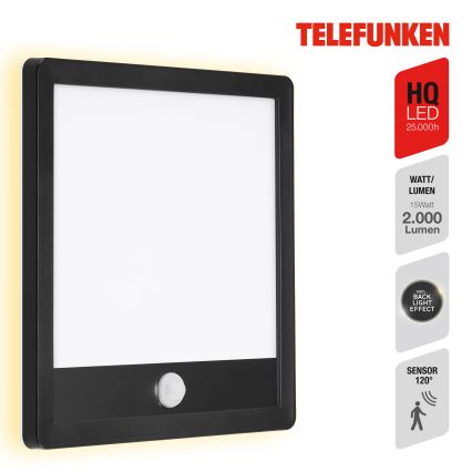 Telefunken 313805TF - LED Aplique para exterior con sensor LED/15W/230V IP44