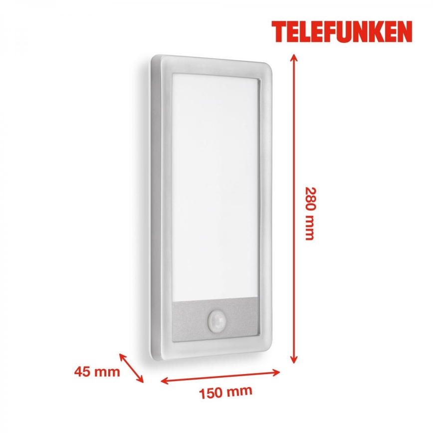 Telefunken 313904TF - LED Aplique para exterior con sensor LED/16W/230V IP44
