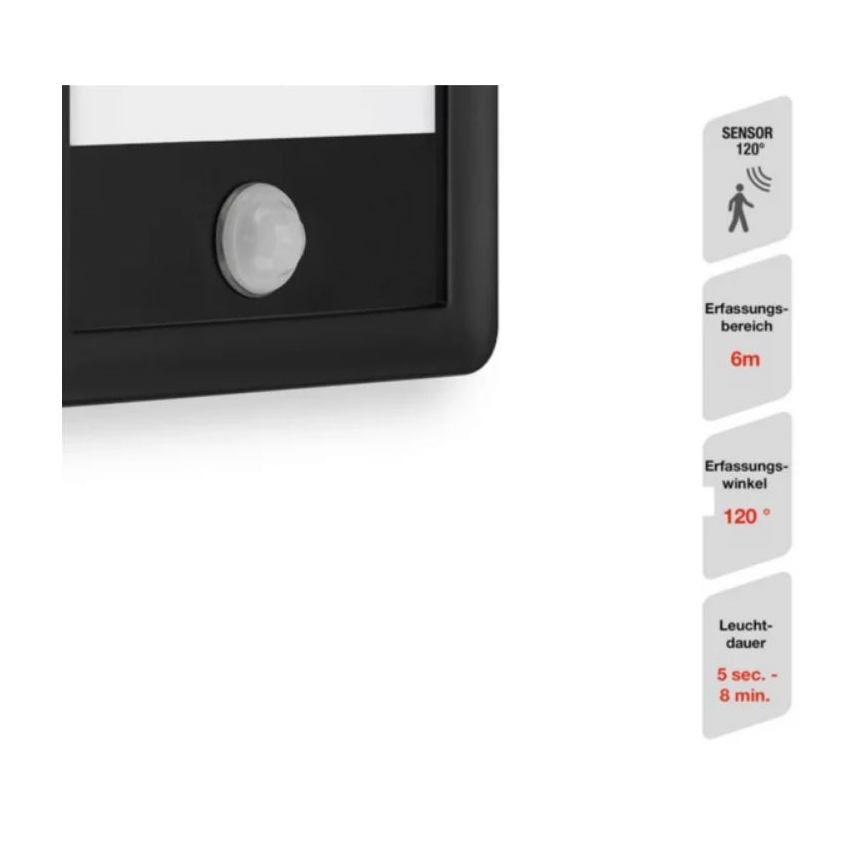 Telefunken 313905TF - Lámpara de pared LED para exterior con sensor LED/16W/230V IP44