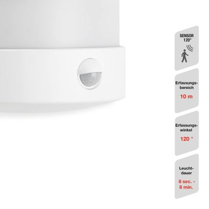 Telefunken 315506TF - Aplique LED de pared para exterior con sensor LED/12W/230V IP44 blanco