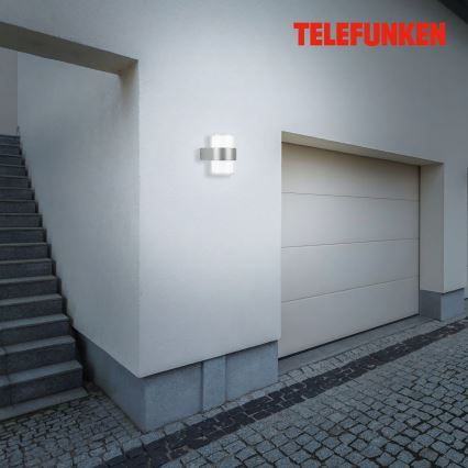 Telefunken 320404TF - Aplique de pared exterior LED 2xLED/8W/230V IP44 cromo mate