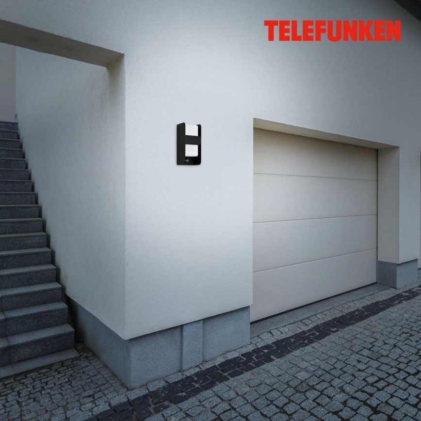 Telefunken 321105TF - Aplique para exterior con sensor 1xE27/12W/230V IP44 negro