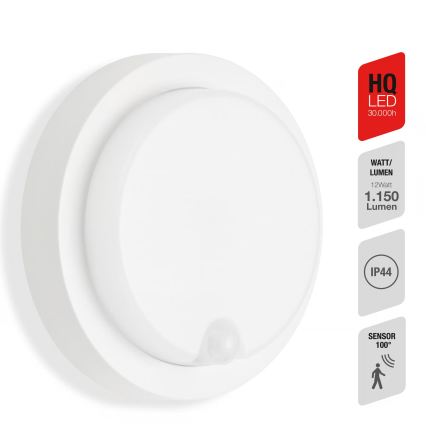 Telefunken - Aplique de pared LED para exterior con sensor crepuscular y detector de movimiento LED/12W/230V IP44 blanco