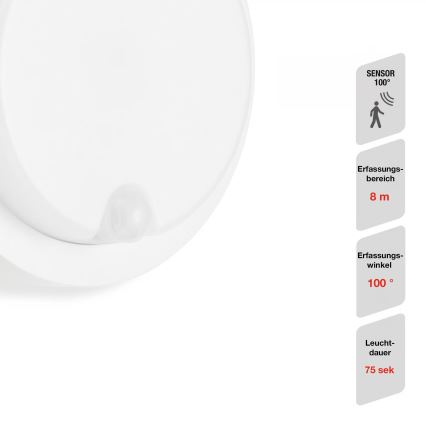Telefunken - Aplique de pared LED para exterior con sensor crepuscular y detector de movimiento LED/12W/230V IP44 blanco