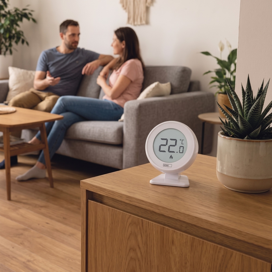 Termostato de ambiente manual inalámbrico 230V/16A 2xAA blanco