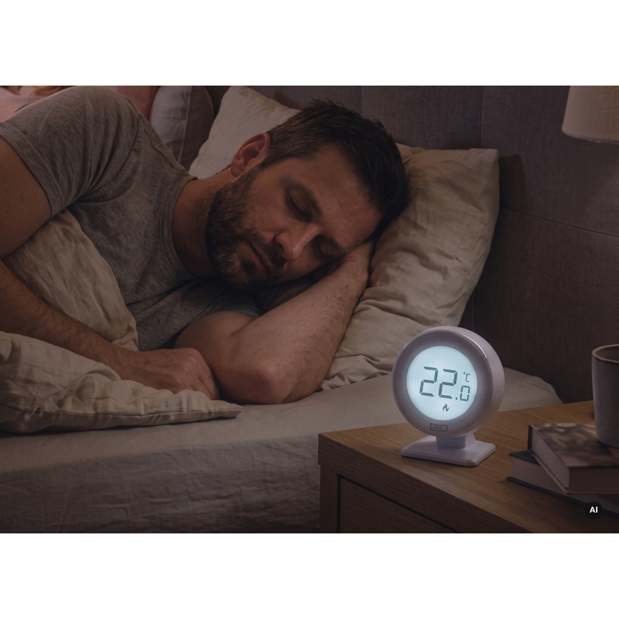 Termostato de ambiente manual inalámbrico 230V/16A 2xAA blanco